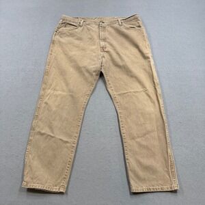 Y2K Wrangler Jeans Men's 42x30 Tan Khaki Straight Leg Relaxed Fit Cowboy Western